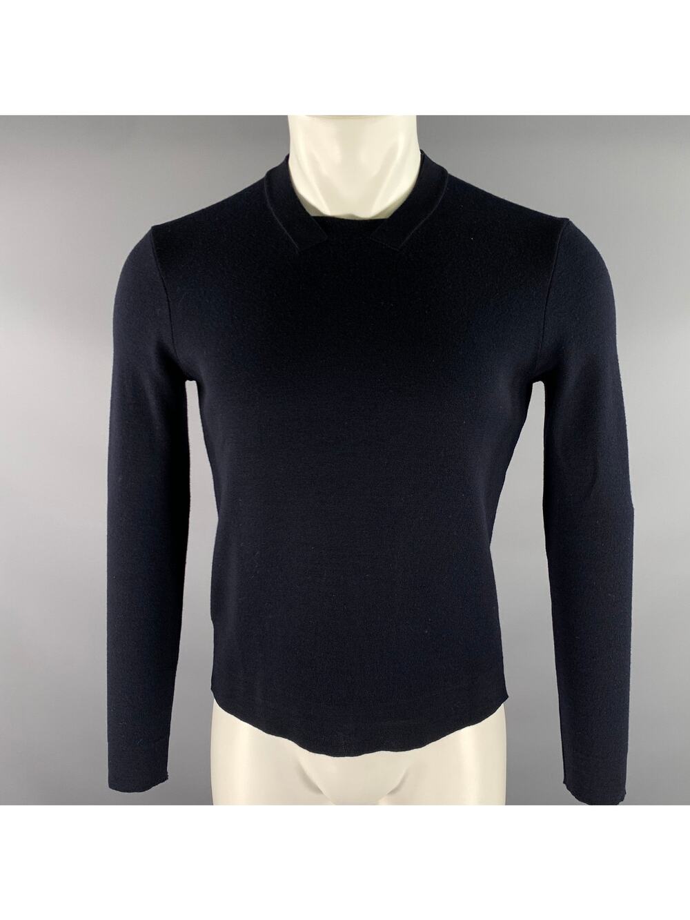 JIL SANDER Size XS Navy Knit Ribbed Pullover